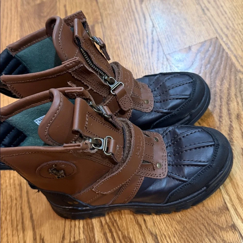 Polo Ralph Lauren Conquered Hi Boots. Size 1. Chocolate/Tan Leather. Like New.